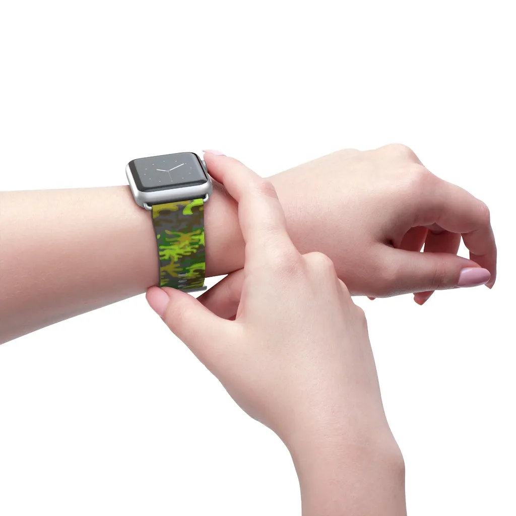 Gray & Green Camo Watch Band, Army Print 38mm/ 42mm Watch Band For Apple Watch- Made in USA