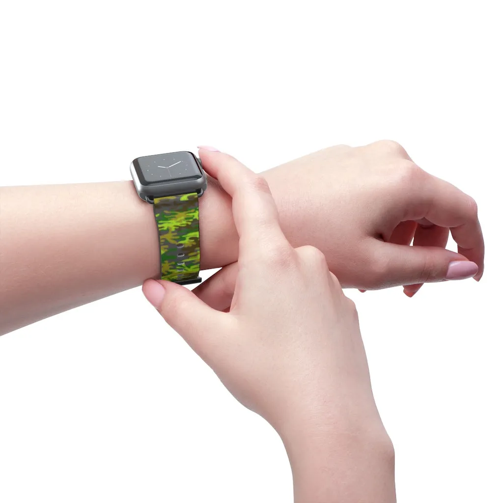 Gray & Green Camo Watch Band, Army Print 38mm/ 42mm Watch Band For Apple Watch- Made in USA