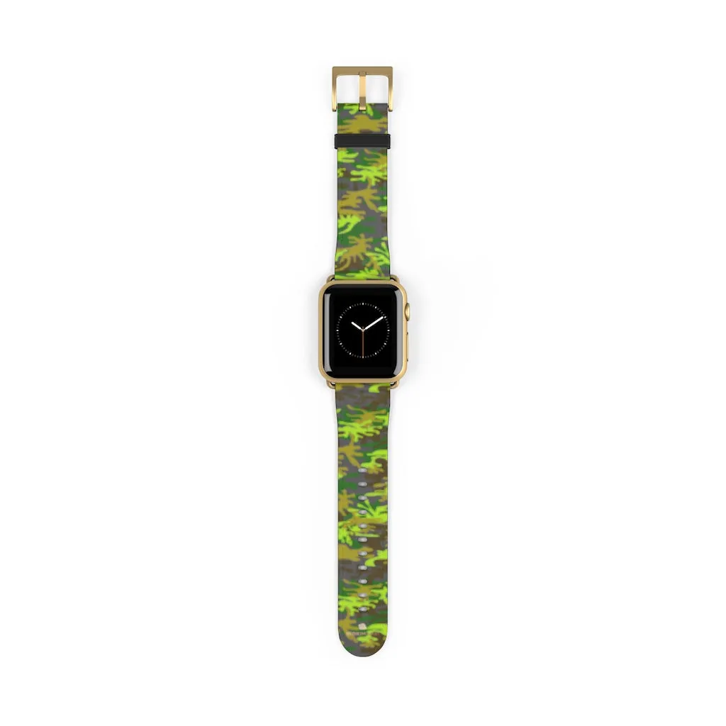 Gray & Green Camo Watch Band, Army Print 38mm/ 42mm Watch Band For Apple Watch- Made in USA