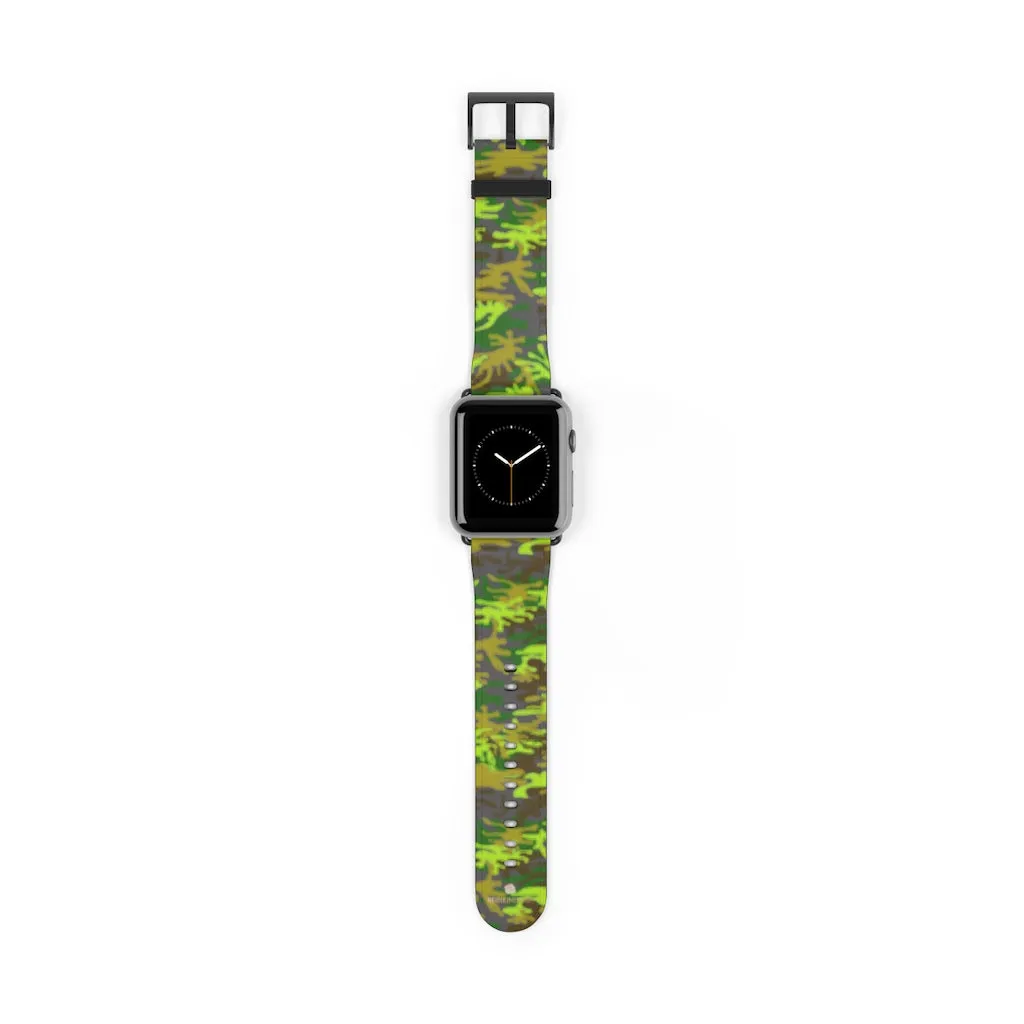 Gray & Green Camo Watch Band, Army Print 38mm/ 42mm Watch Band For Apple Watch- Made in USA