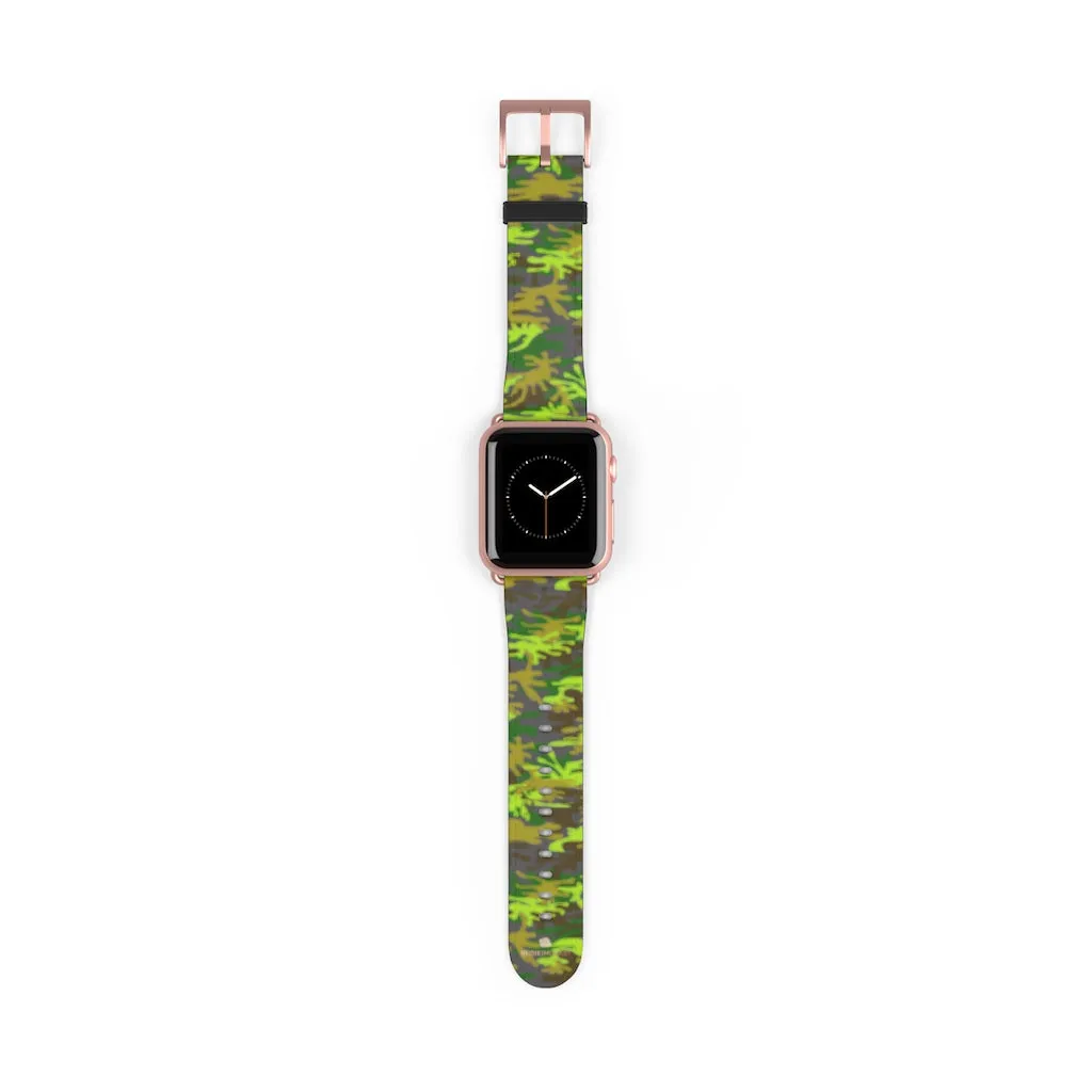 Gray & Green Camo Watch Band, Army Print 38mm/ 42mm Watch Band For Apple Watch- Made in USA