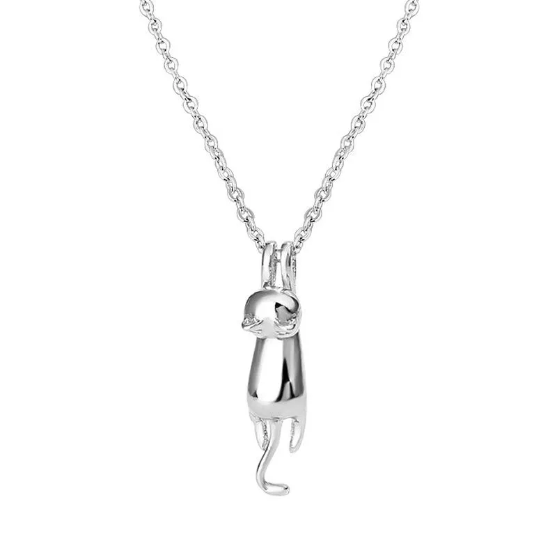 Hanging Cat Necklace Mom Greeting Card Sterling Silver Gift for Women