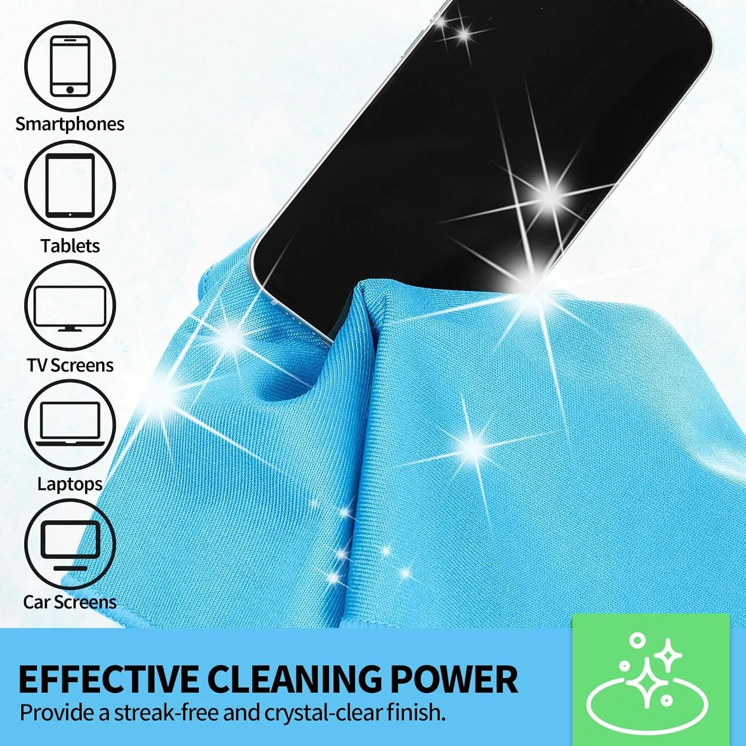 HOMERHYME Microfiber Glass Cleaning Cloth, 12 Pack Window Glass Cleaning Rags, Reusable Lint-Free Dust Polishing Cloth Wipes for Stainless Steel, Eyeglasses, Mirrors, Screens & Lenses,12" 12"