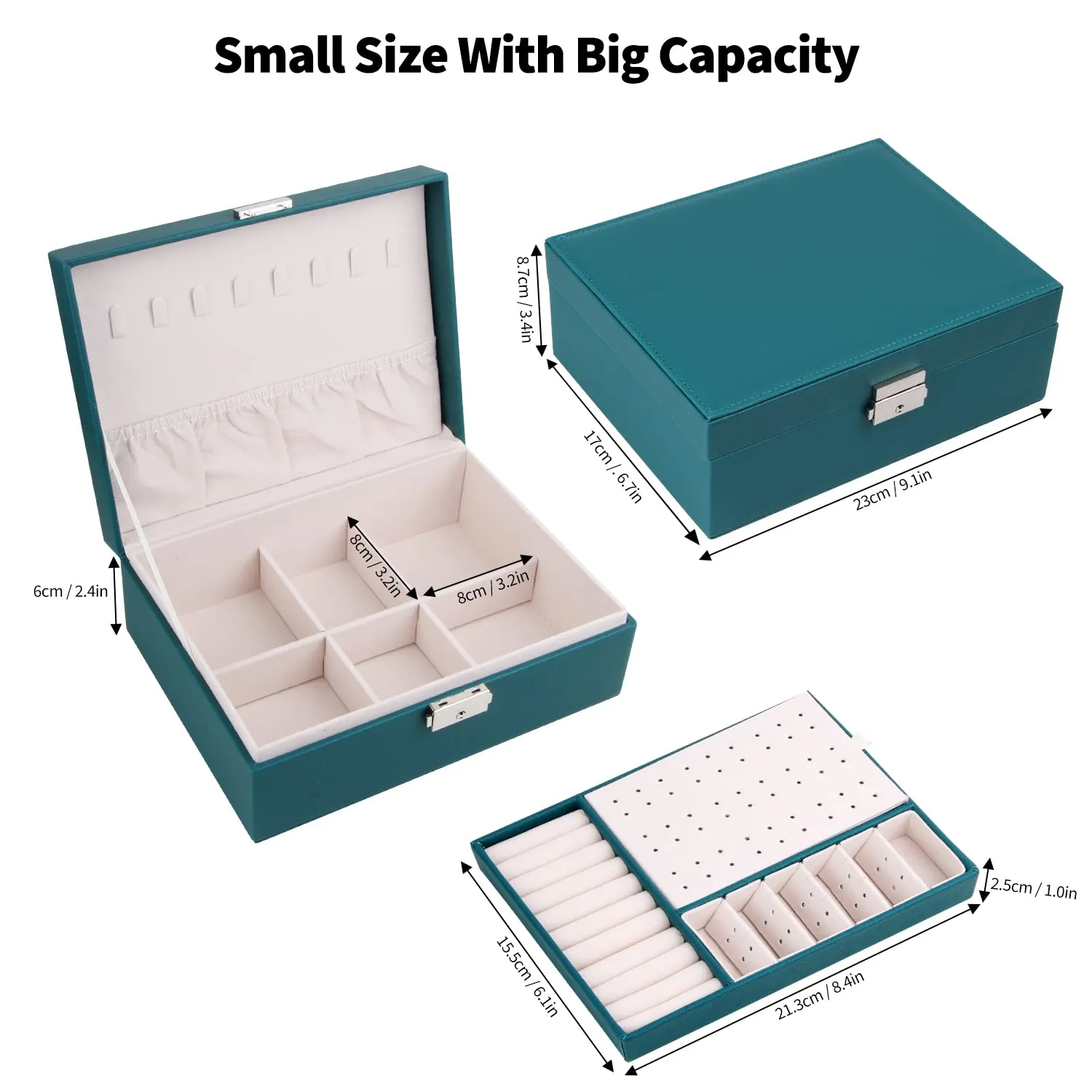 Jewelry box with 2 levels, PU leather jewelry box