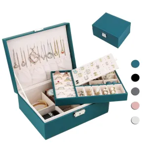 Jewelry box with 2 levels, PU leather jewelry box