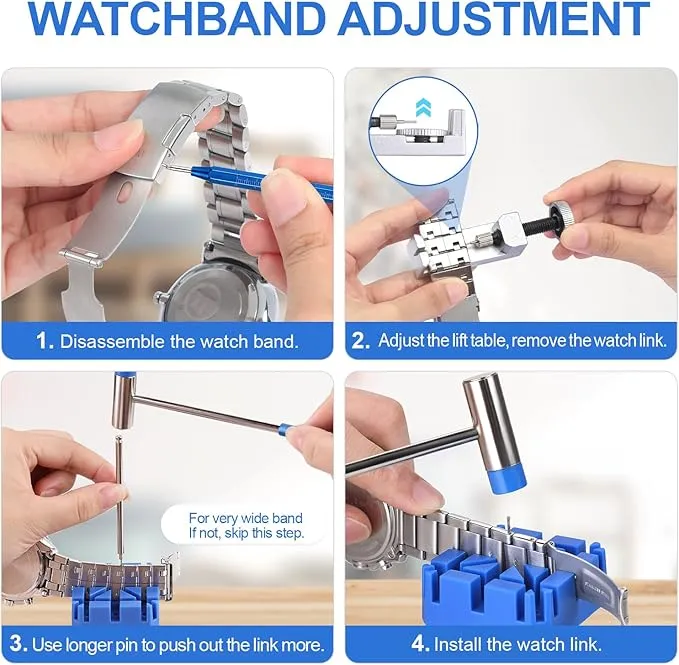 JOREST Watch Link Removal Tool Kit, Watch Band Pin Remover for Watch Repair,  Watch Strap Replacement and Resizing, with 10 Spring Bars, 10 Pins