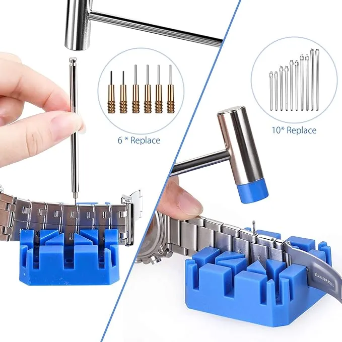 JOREST Watch Link Removal Tool Kit, Watch Band Pin Remover for Watch Repair,  Watch Strap Replacement and Resizing, with 10 Spring Bars, 10 Pins