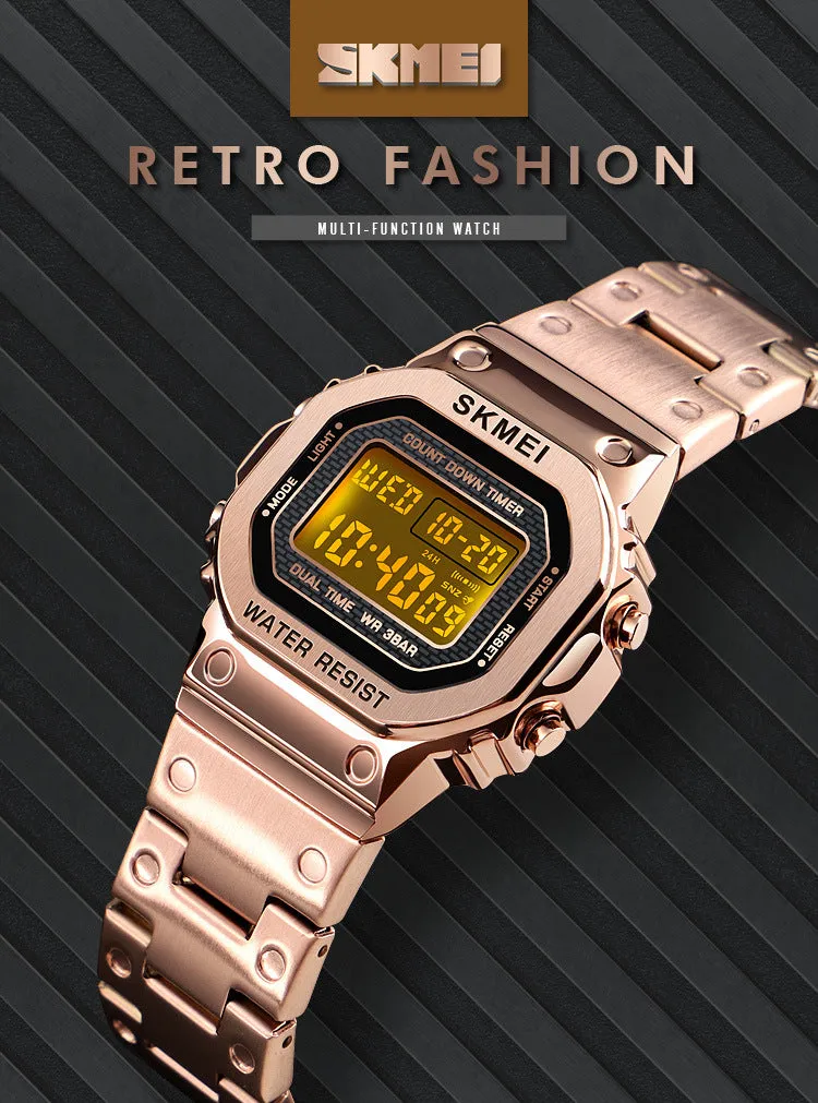 Korean style metallic digit watch