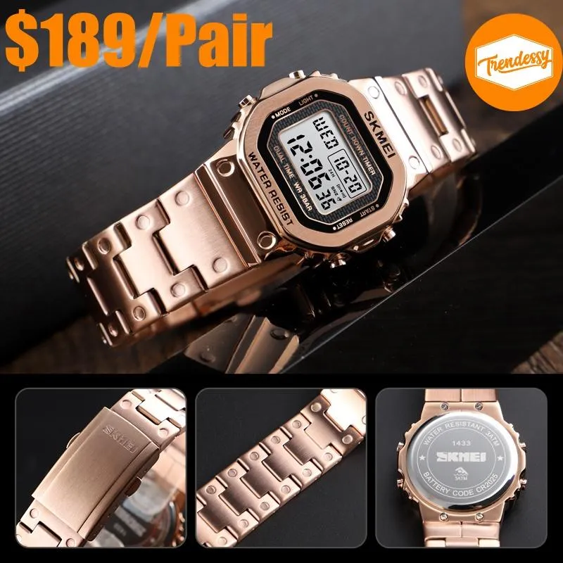 Korean style metallic digit watch