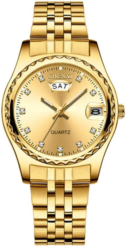 MASTOP Couple Watches Dress Wrist Watch Golden Watch Men Women Stainless Steel Waterproof Quartz Watch