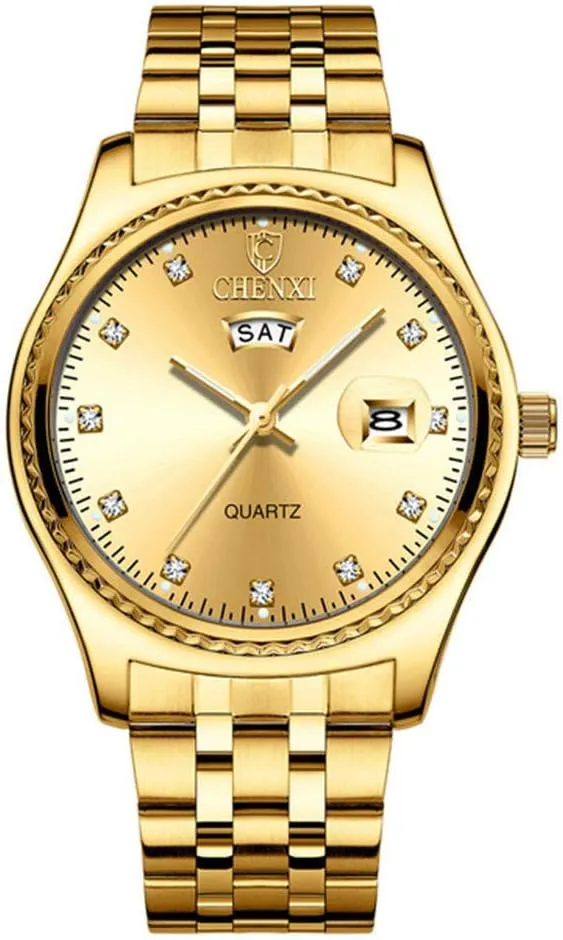 MASTOP Couple Watches Dress Wrist Watch Golden Watch Men Women Stainless Steel Waterproof Quartz Watch