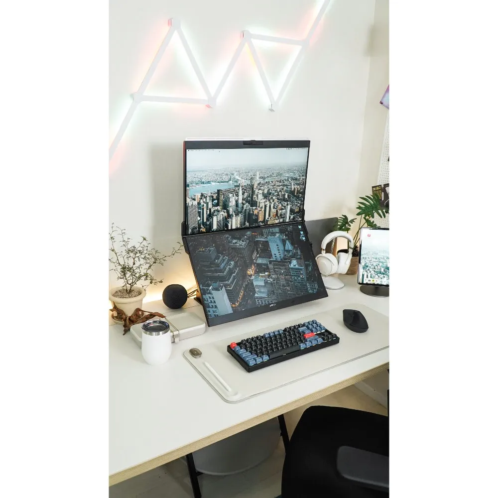 MOBILE PIXELS Geminos T - 24-inch stacked monitors - 10-in-1 multiple docks - Adjustable height and viewing angle - Black