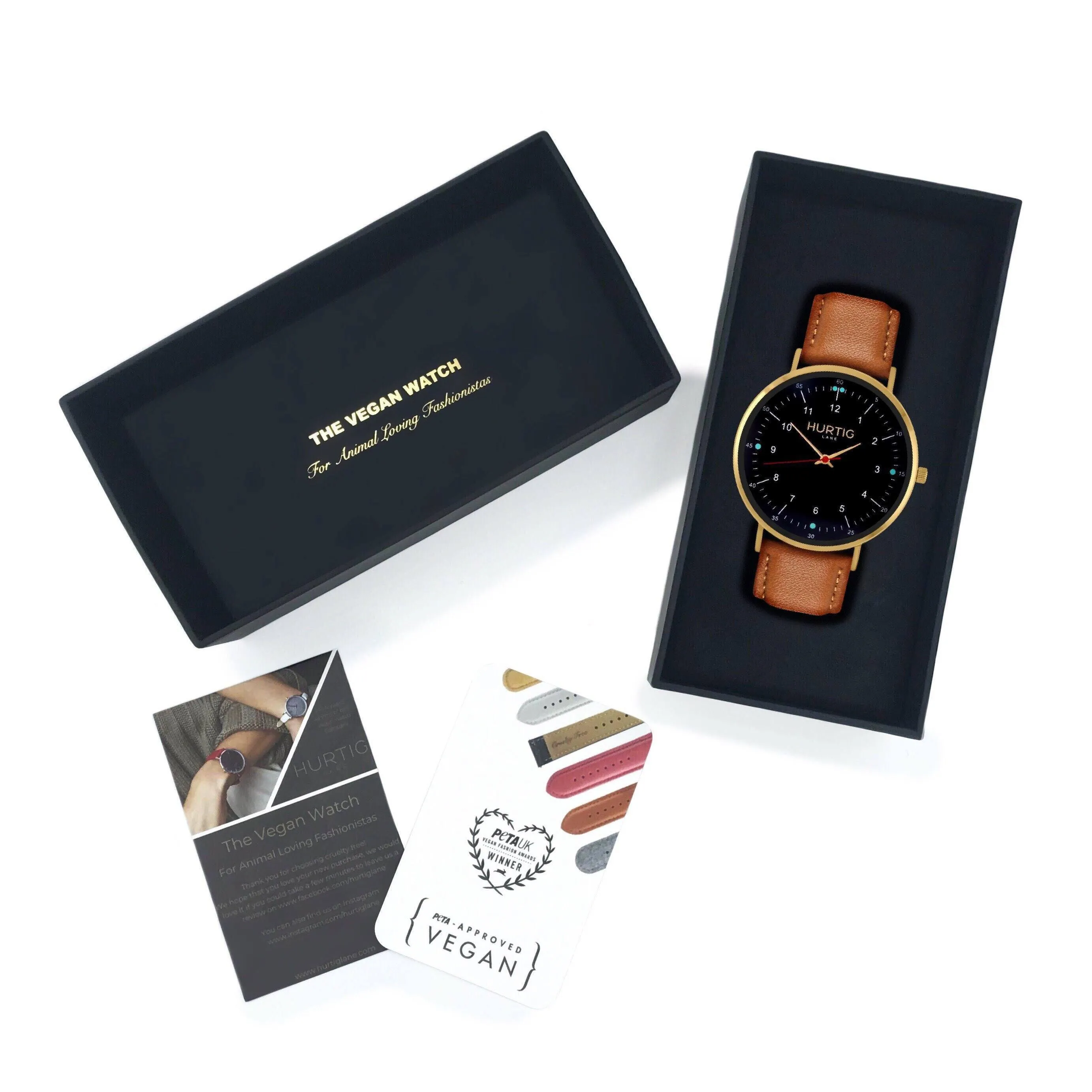 Moderno Vegan Leather Watch Gold, Black & Tan