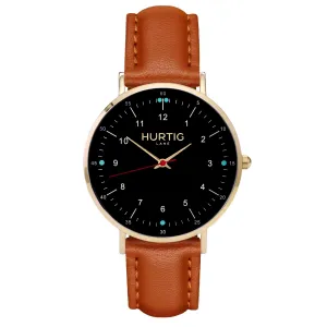 Moderno Vegan Leather Watch Gold, Black & Tan