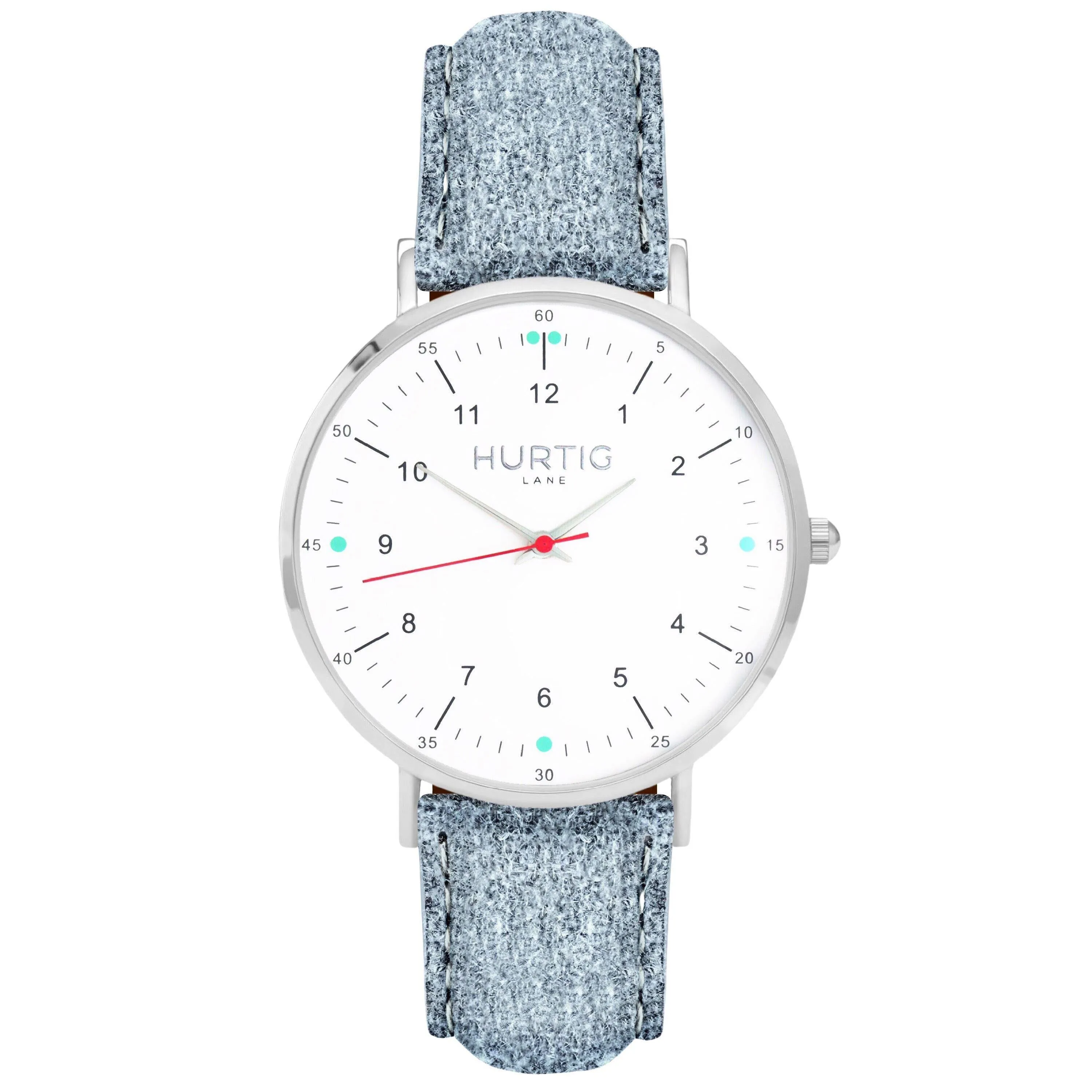 Moderno Vegan Tweed Watch Silver, White & Camel Brown