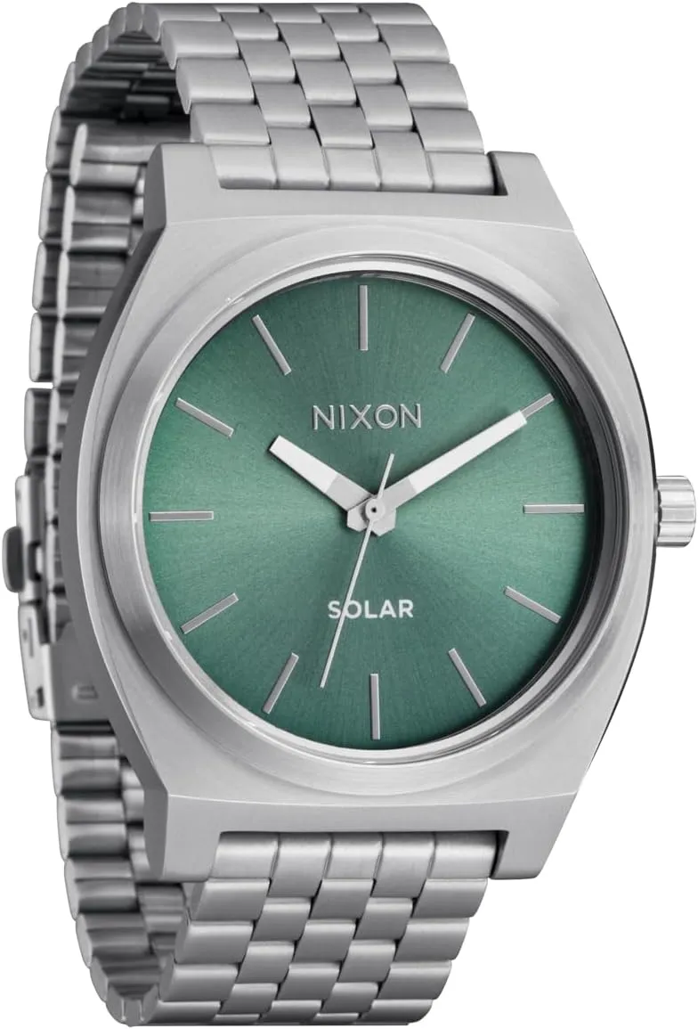 NIXON Time Teller Solar A1369-100m Water Resistant Men's Analog Solar Powered Fashion Watch (40.5mm Watch Face, 20mm 5 Link Stainless Steel Band)