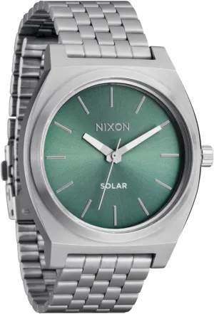 NIXON Time Teller Solar A1369-100m Water Resistant Men's Analog Solar Powered Fashion Watch (40.5mm Watch Face, 20mm 5 Link Stainless Steel Band)