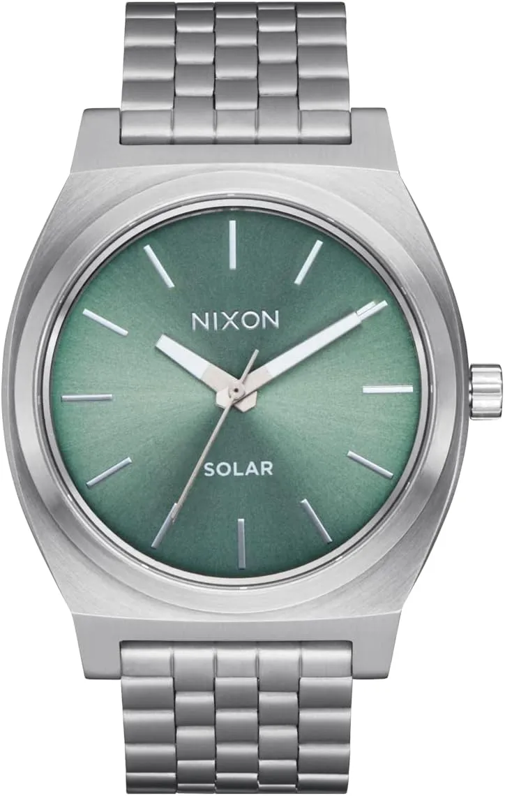 NIXON Time Teller Solar A1369-100m Water Resistant Men's Analog Solar Powered Fashion Watch (40.5mm Watch Face, 20mm 5 Link Stainless Steel Band)