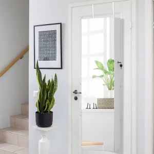 NNECW Lockable Mirror Jewelry Cabinet with 3-Colour LED Light-White
