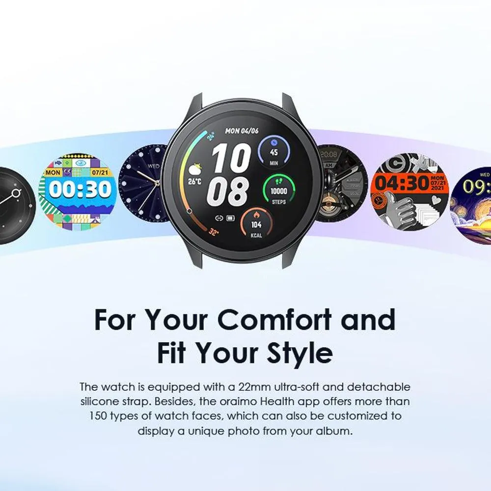Oraimo Watch 2R OSW-30 Smart Watch With Black Silicone Strap