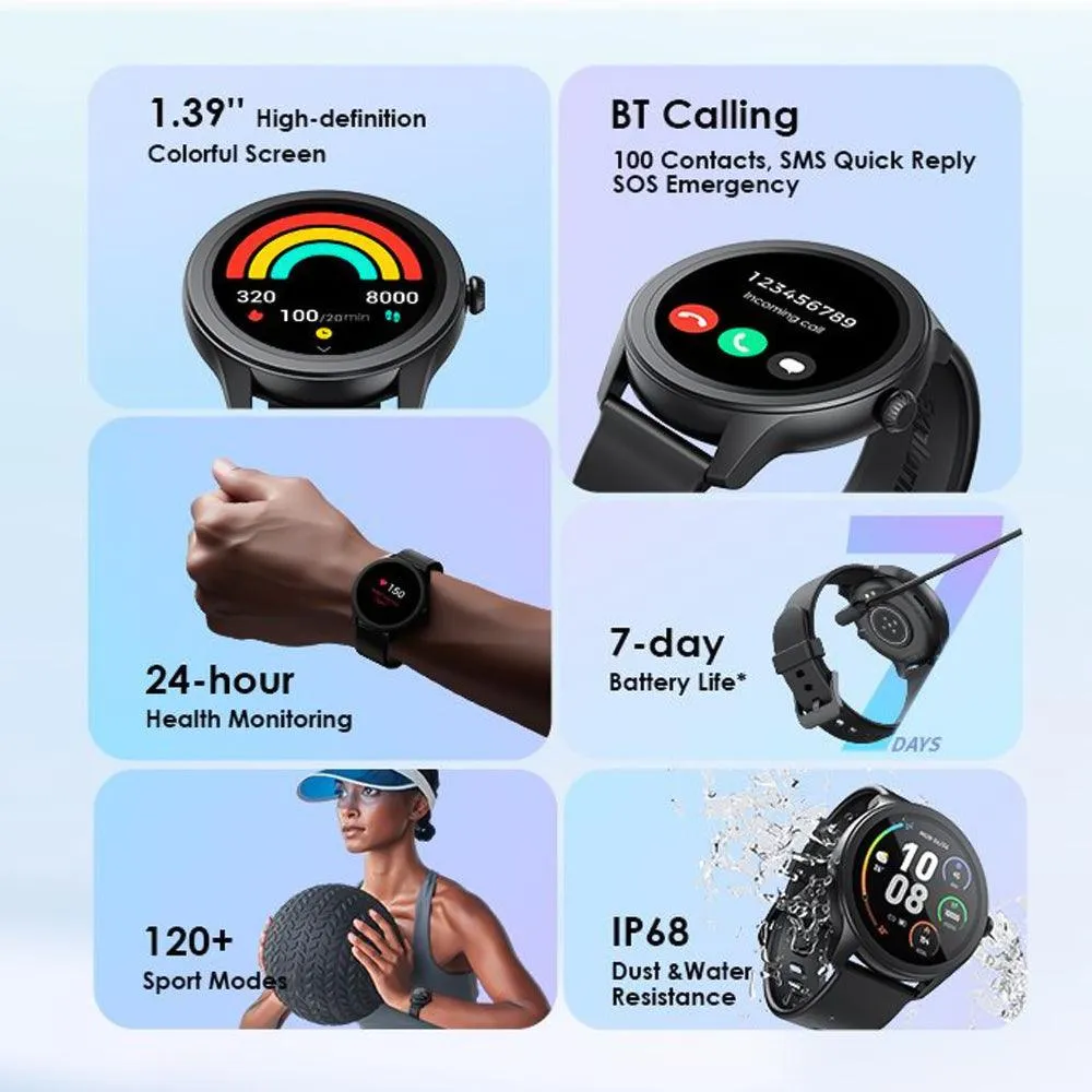 Oraimo Watch 2R OSW-30 Smart Watch With Black Silicone Strap