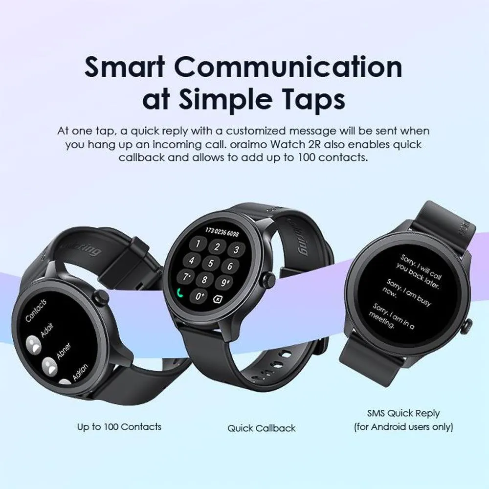 Oraimo Watch 2R OSW-30 Smart Watch With Black Silicone Strap