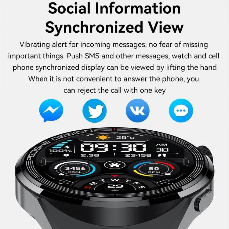 PG3 Pro 1.41-Inch Bluetooth Smart Watch with Heart Rate and Blood Pressure Monitoring