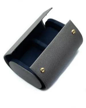 Saffiano Leather Two Watch Roll (Grey)