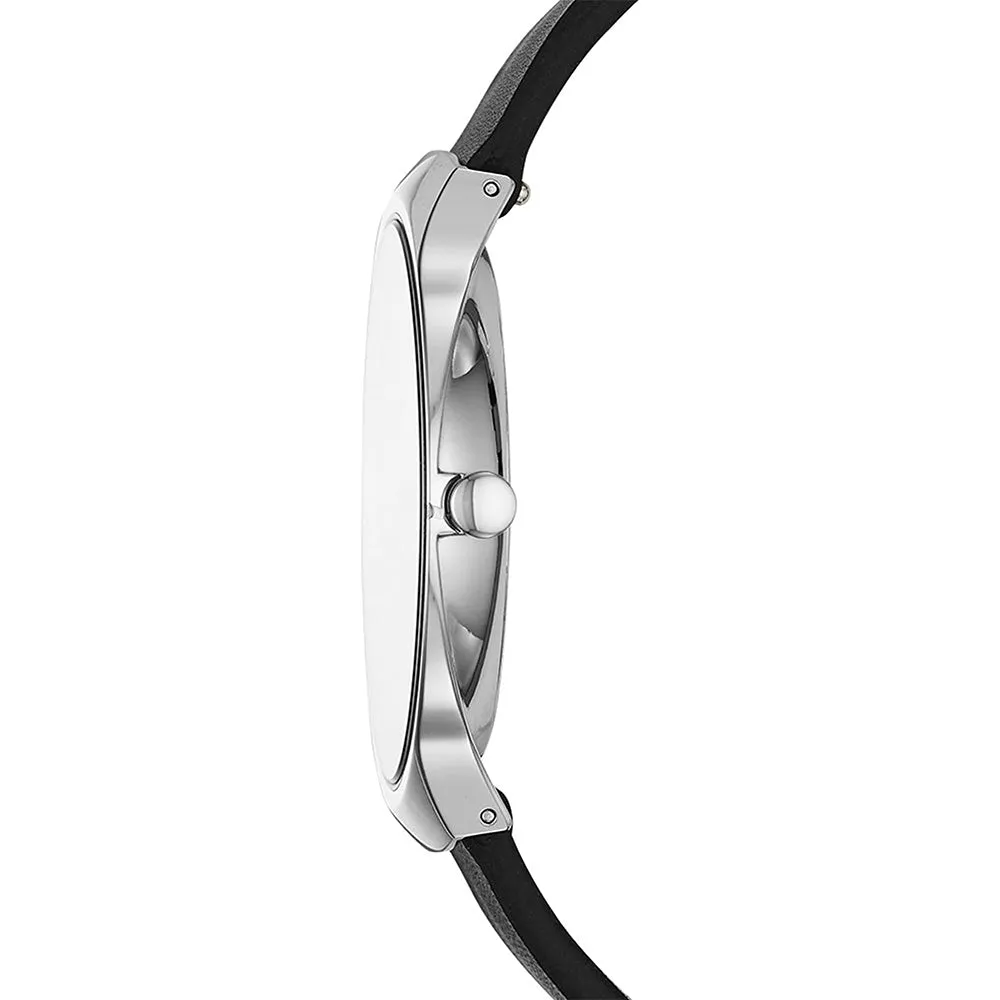 Skagen Mens Black Dial Leather Strap Grenen 1496 in 2 Hand Wirst Watch - SKW6459