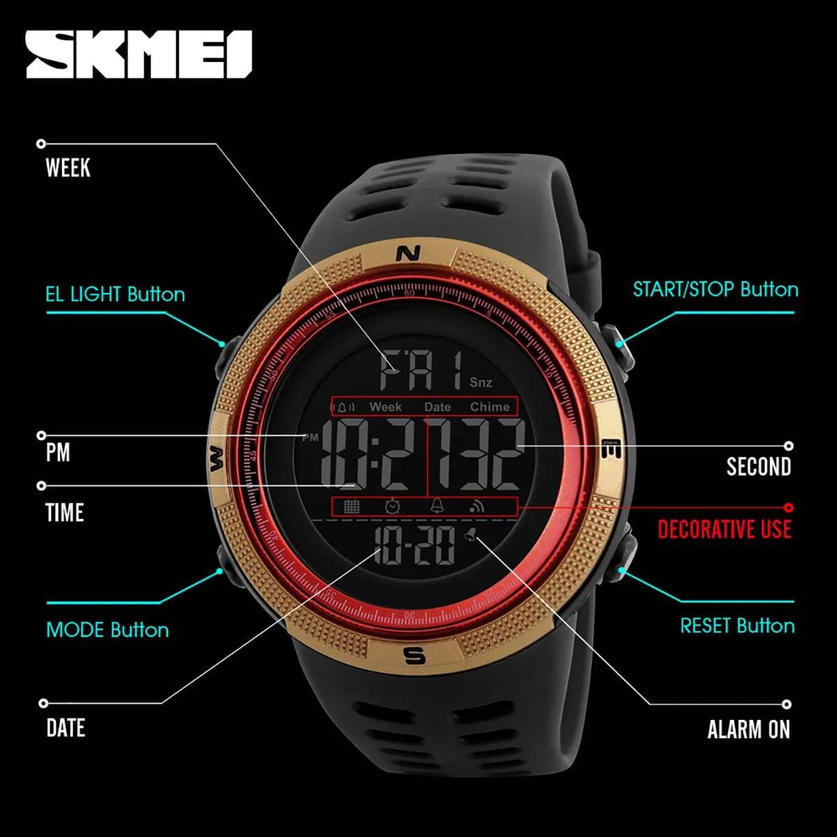 Skmei 1251 Original Digital Waterproof Sports Watch for Men Blue
