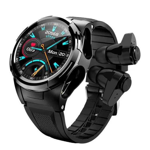Smart Watch with TWS Bluetooth Earphone 2In1 Heart Rate Blood Pressure Monitor