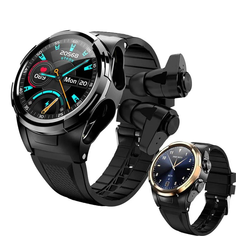 Smart Watch with TWS Bluetooth Earphone 2In1 Heart Rate Blood Pressure Monitor