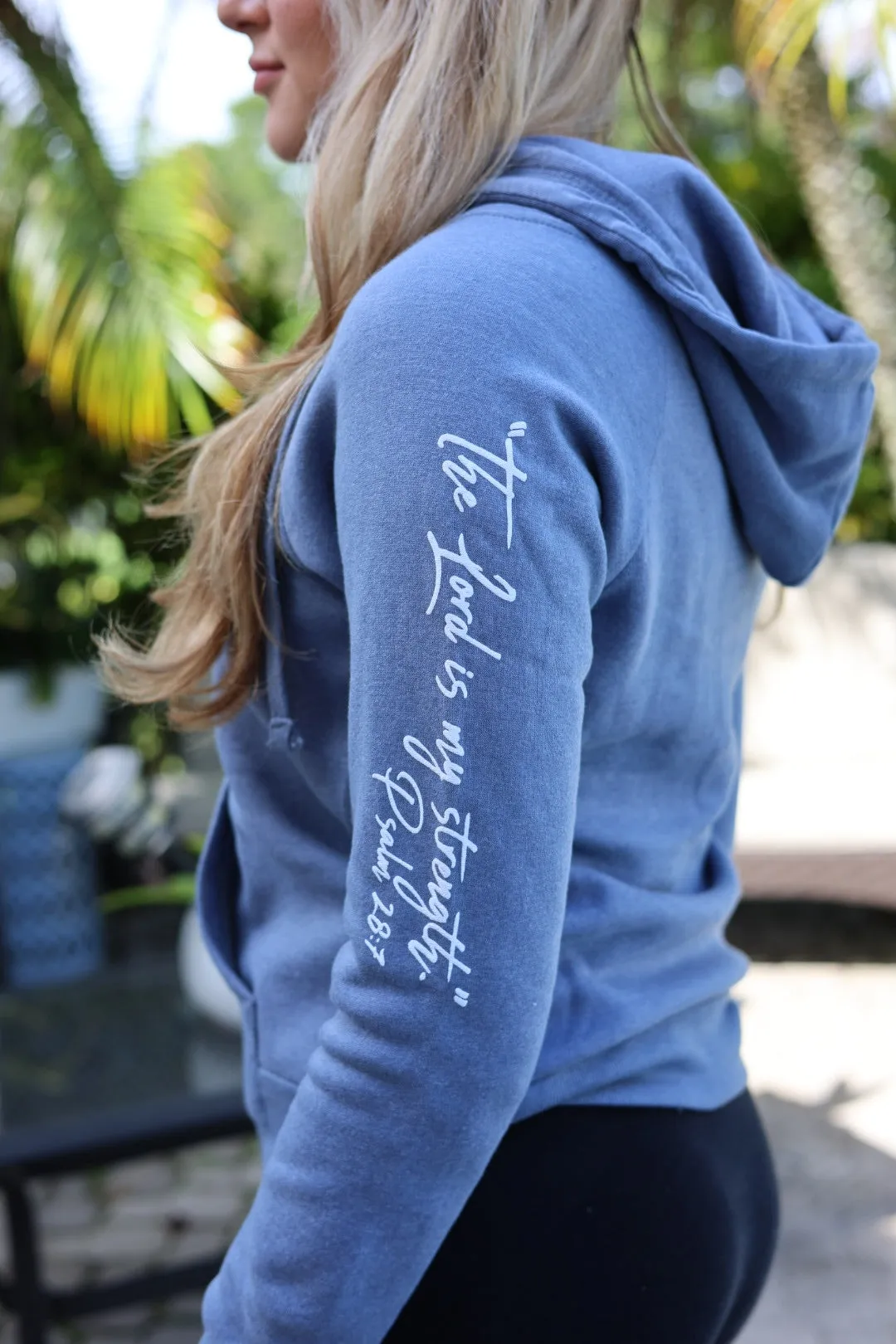 Strength Full Zip Hoodie in blue or charcoal
