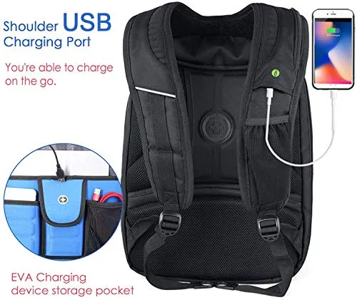 Swissdigital Terabyte TSA-Friendly Water-Resistant Large Backpack, Business Laptop Backpack for Men with USB Charging Port/RFID Protection Big School Bookbag Fits up to 15.6" Travel Laptop Backpack