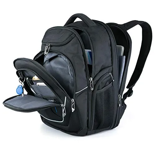 Swissdigital Terabyte TSA-Friendly Water-Resistant Large Backpack, Business Laptop Backpack for Men with USB Charging Port/RFID Protection Big School Bookbag Fits up to 15.6" Travel Laptop Backpack