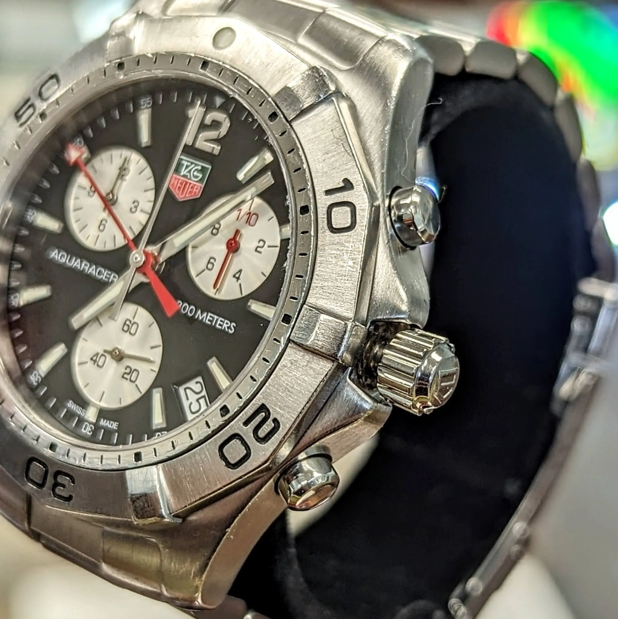 TAG HEUER Aquaracer Black Dial Watch 300M Chronograph Wristwatch Ref. CAF1110