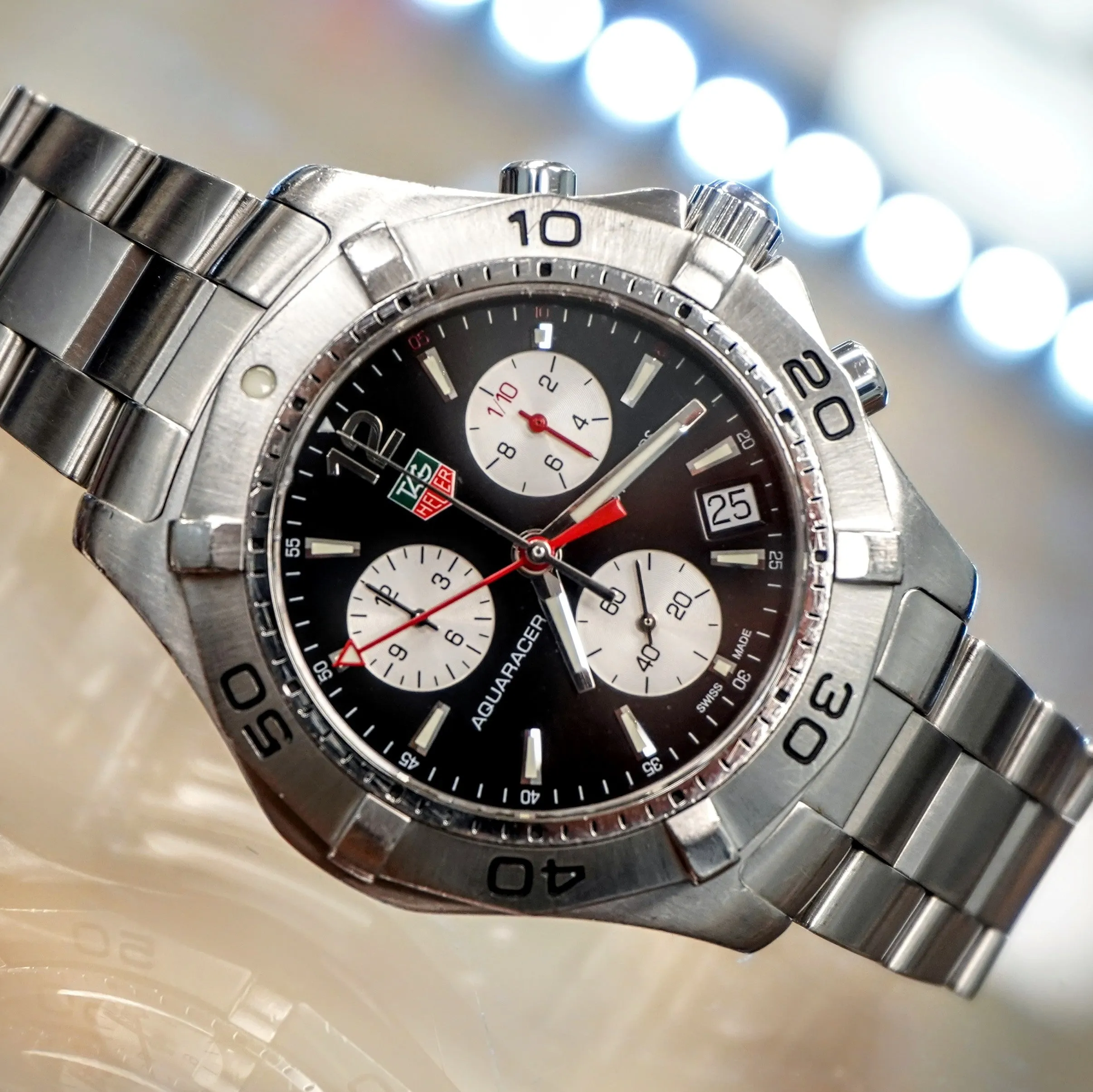 TAG HEUER Aquaracer Black Dial Watch 300M Chronograph Wristwatch Ref. CAF1110