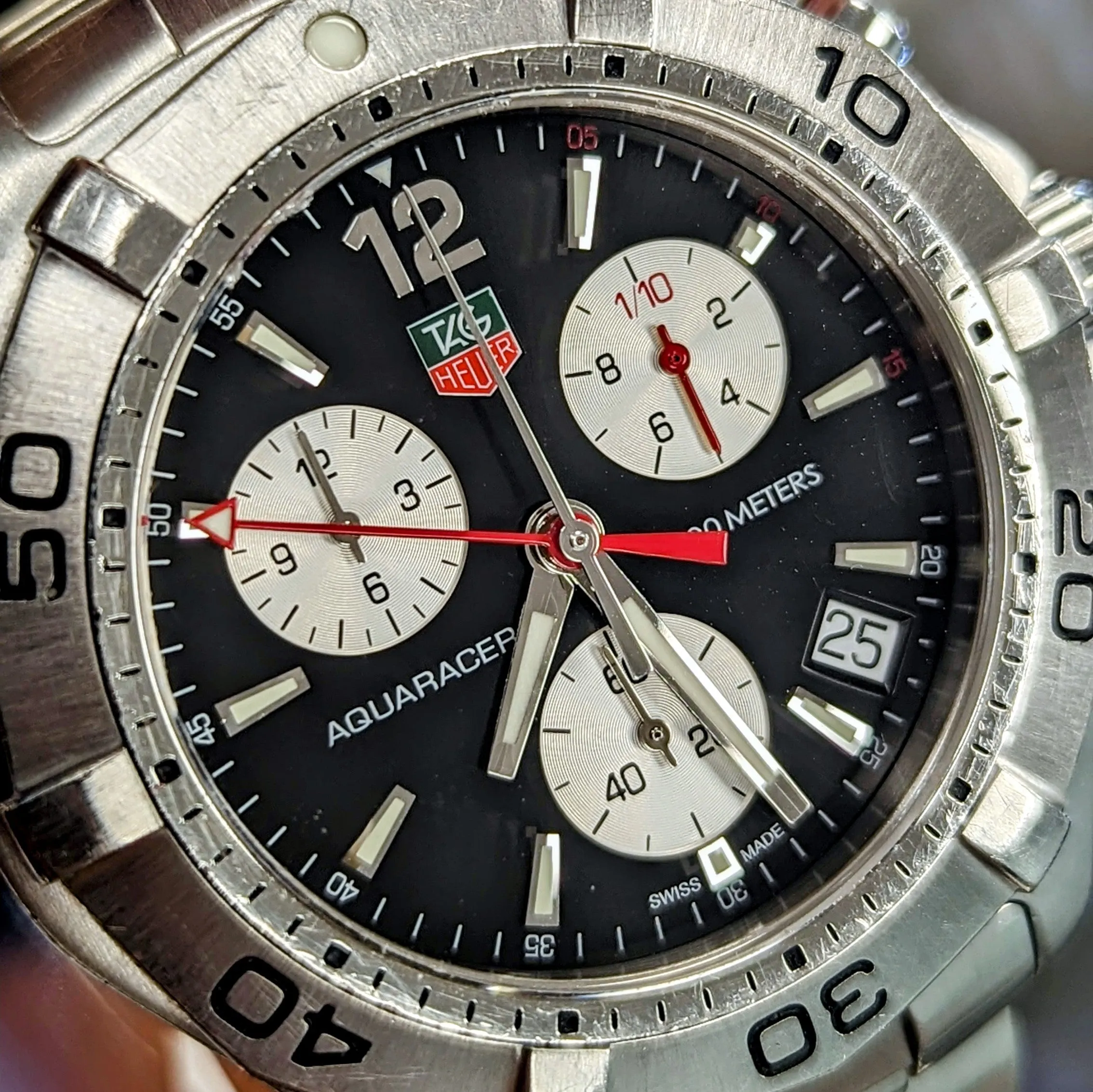 TAG HEUER Aquaracer Black Dial Watch 300M Chronograph Wristwatch Ref. CAF1110
