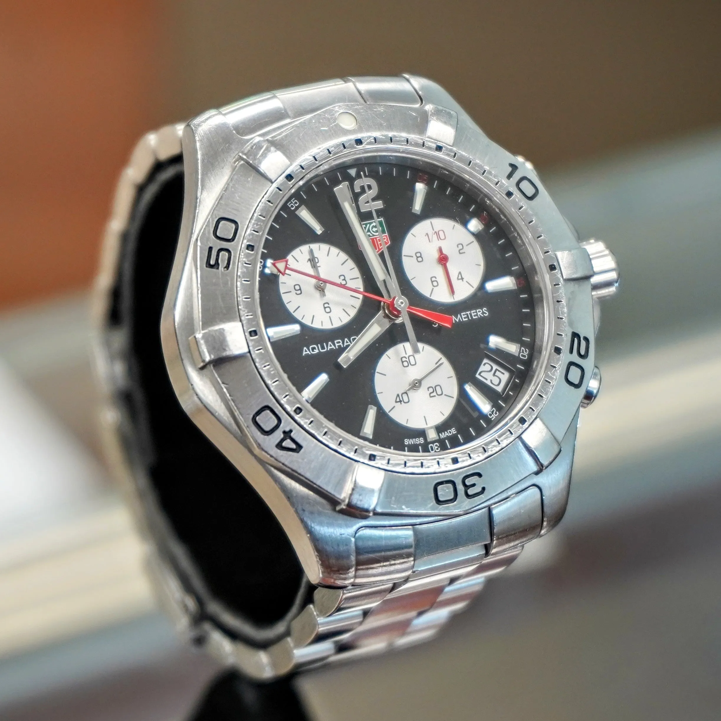 TAG HEUER Aquaracer Black Dial Watch 300M Chronograph Wristwatch Ref. CAF1110