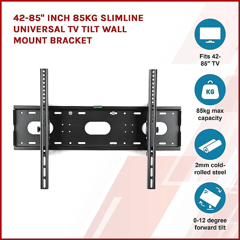TV Wall Mount Bracket 42-85" Slimline Universal Tilt - 85kg Capacity
