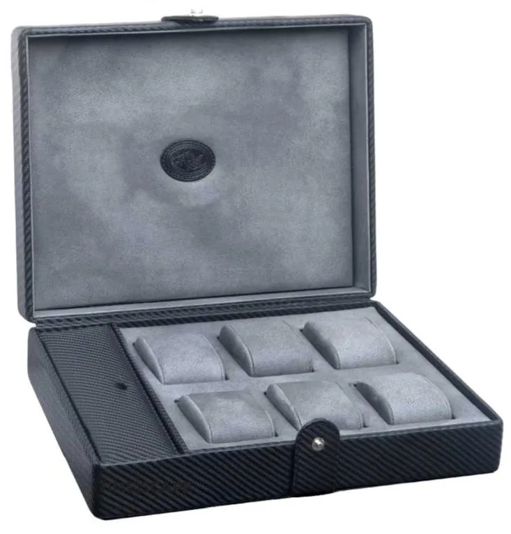 UNDERWOOD (LONDON) - 6-Unit Carbon Watch Box w Compartment | UN232/CF