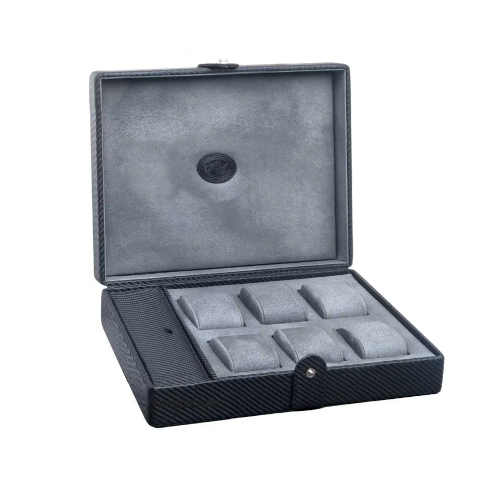 UNDERWOOD (LONDON) - 6-Unit Carbon Watch Box w Compartment | UN232/CF