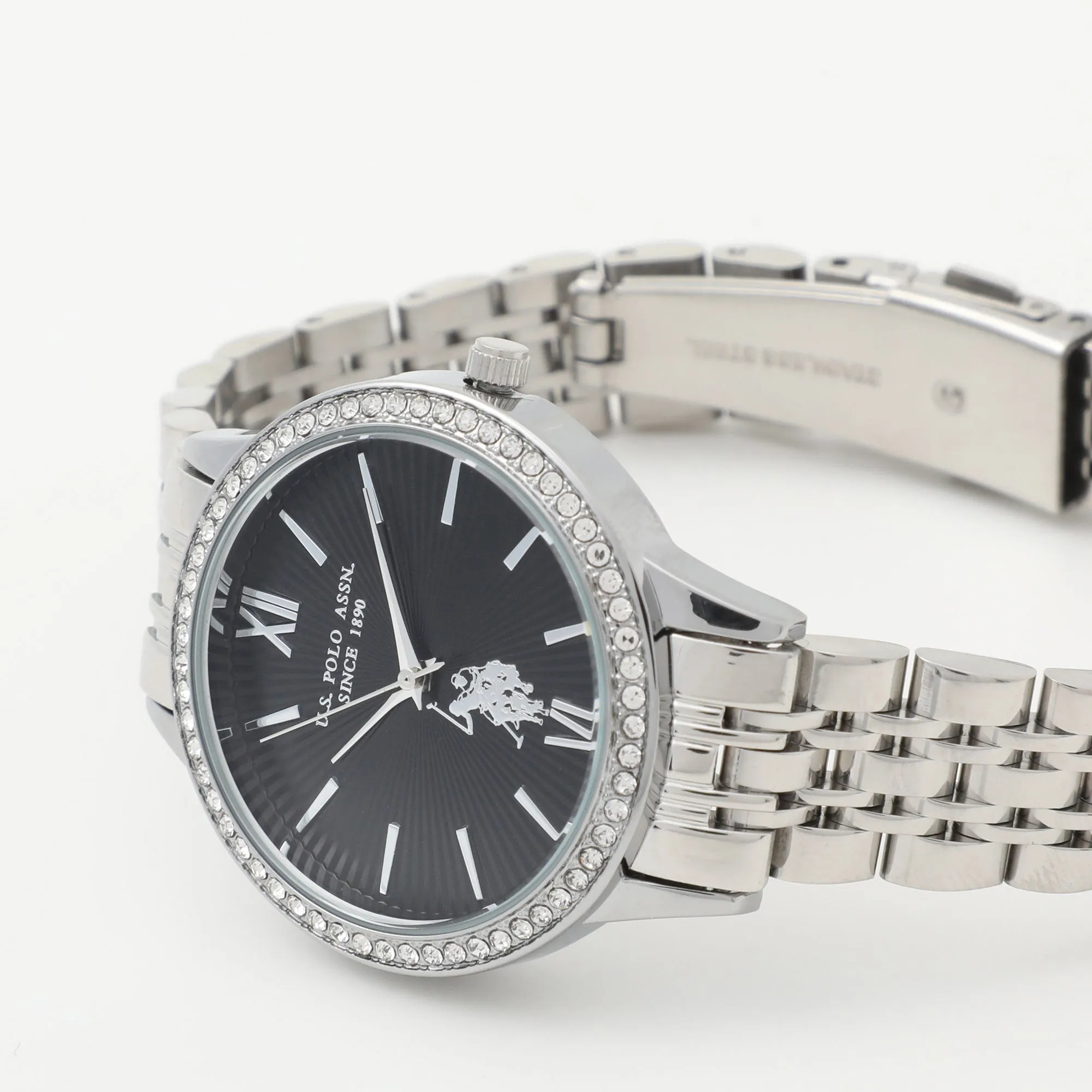 US POLO WOMEN'S  STAINLESS STEEL BAND WITH PERSONALIZED BUCKLE
