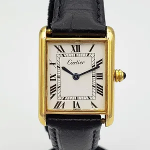 Vintage CARTIER Tank Wristwatch Swiss Caliber ETA 2512 17 Jewels White Dial Watch Great Condition
