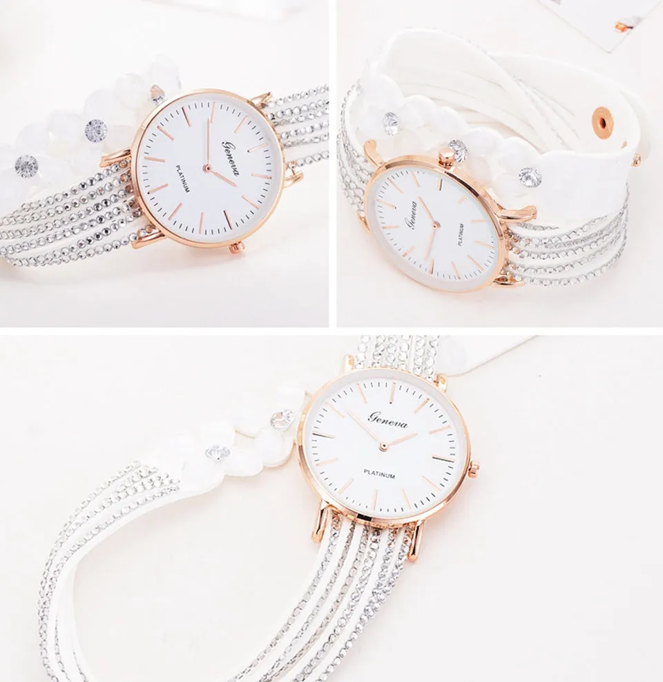 Watches Women Dress Elegant Quartz Bracelet Ladies Watch Crystal Diamond