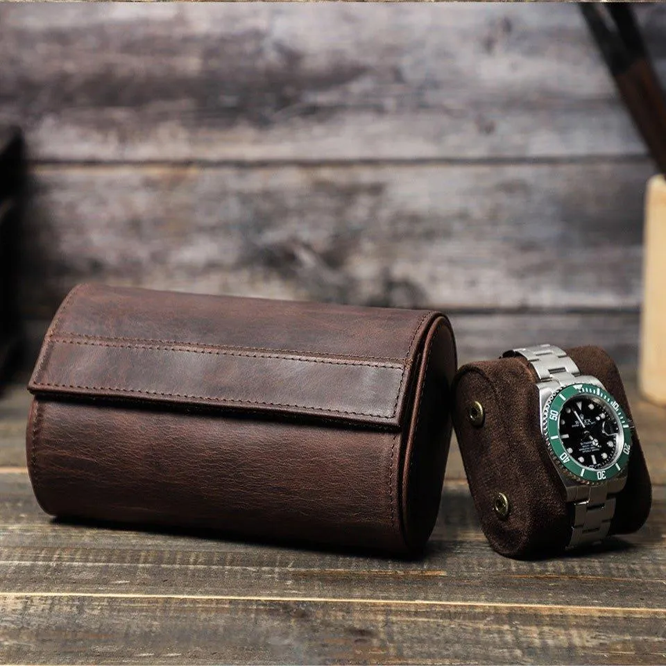 Woosir Leather Watch Rolls Case for 2 Watches