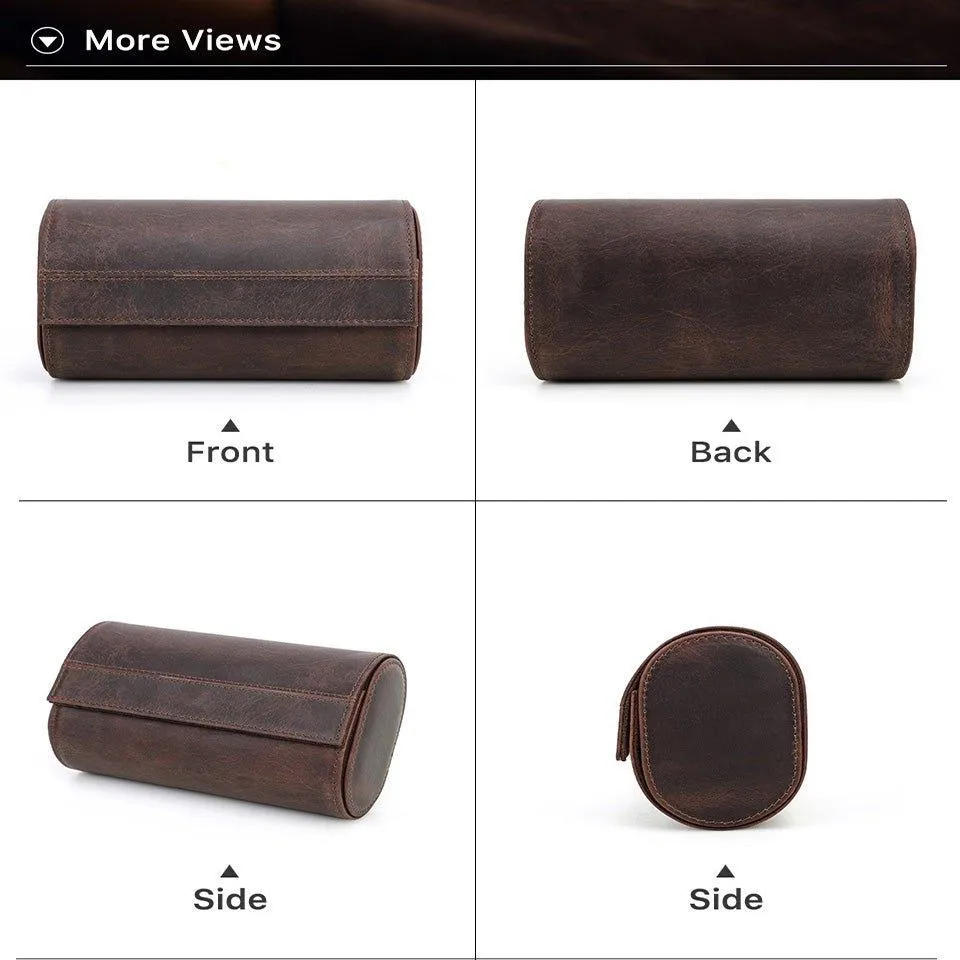 Woosir Leather Watch Rolls Case for 2 Watches