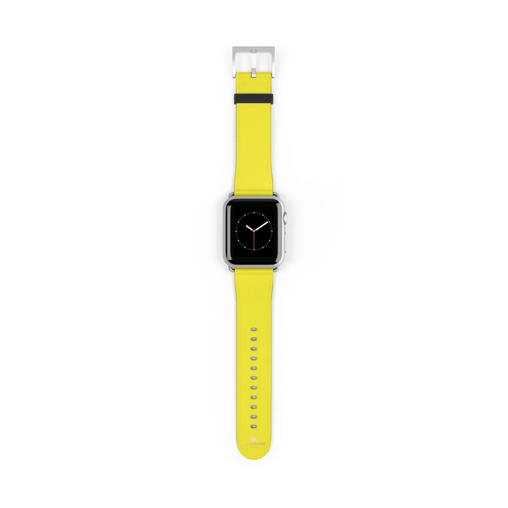 Yellow Solid Color Watch Band, 38mm/42mm Watch Band Strap For Apple Watches- Made in USA