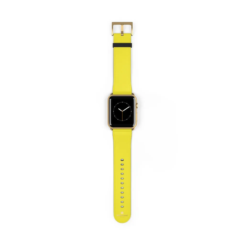 Yellow Solid Color Watch Band, 38mm/42mm Watch Band Strap For Apple Watches- Made in USA