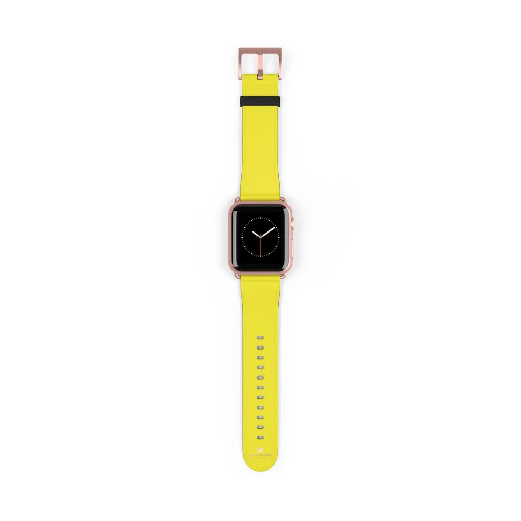 Yellow Solid Color Watch Band, 38mm/42mm Watch Band Strap For Apple Watches- Made in USA